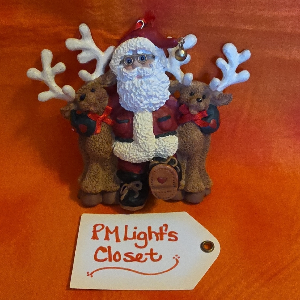 Vintage Kurt Adler Santa and Reindeer Christmas Ornament